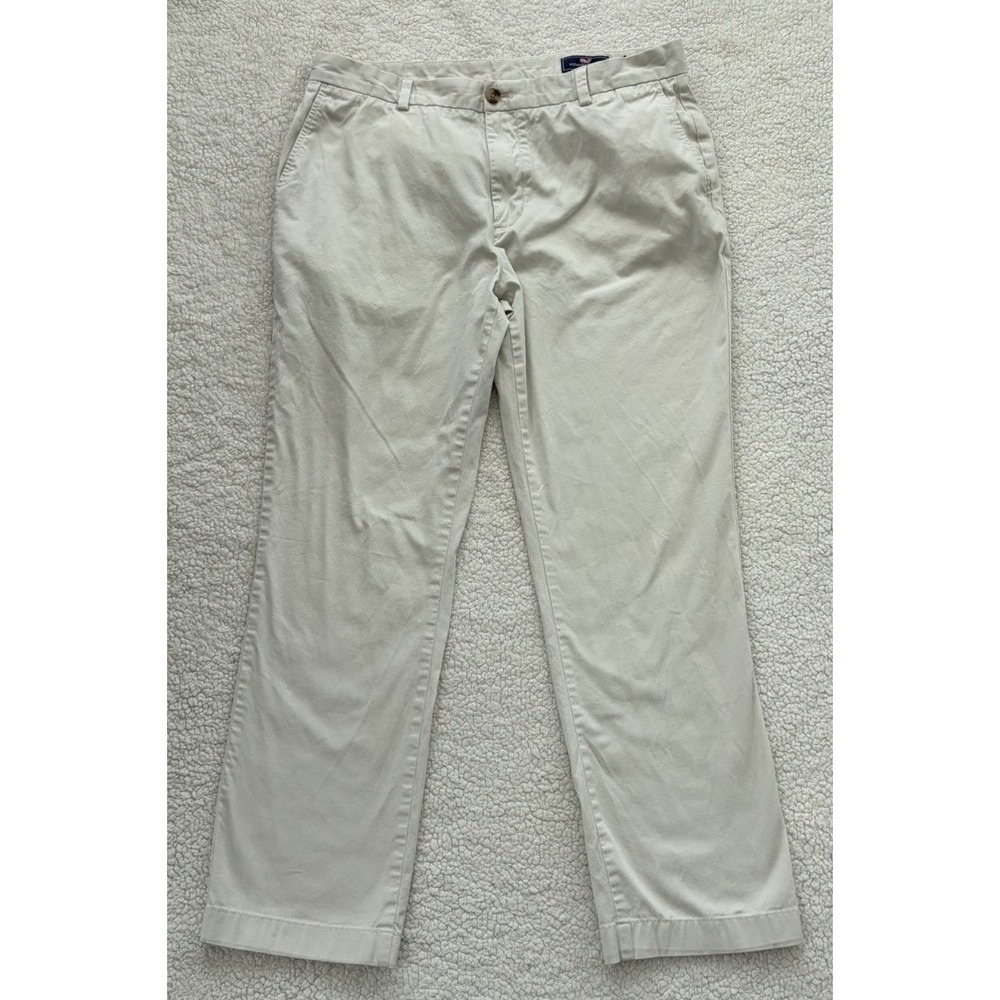 Mens Vineyard Vines Khaki Pants 36x33 Dress Straight Leg Cotton Stretch